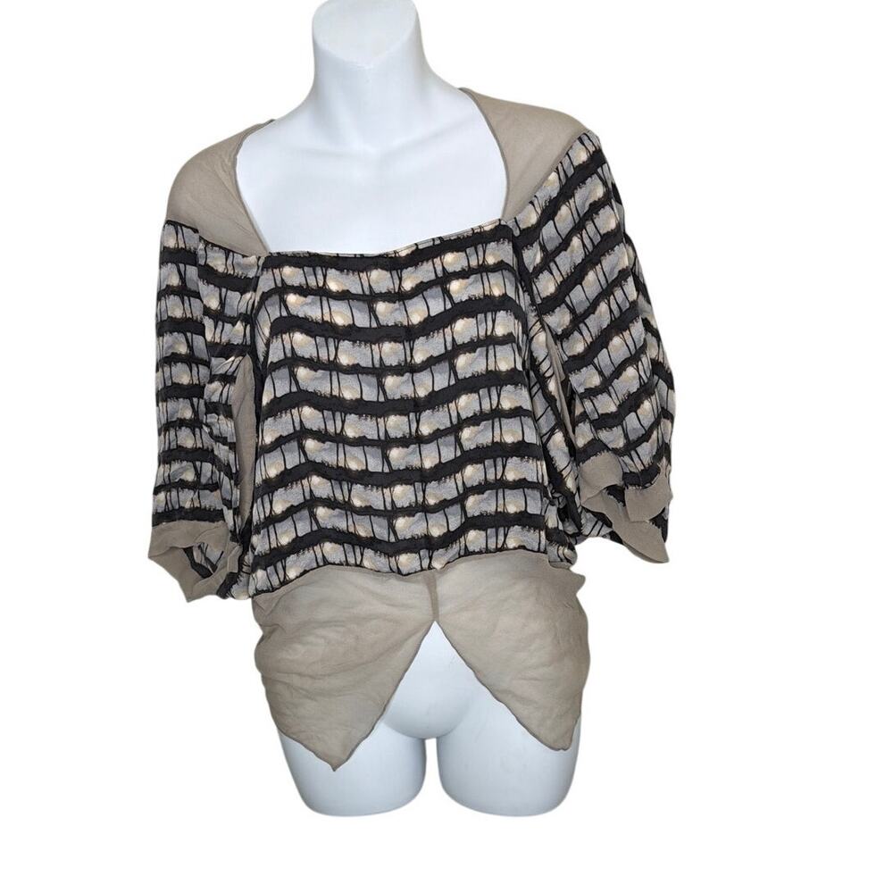 GARY GRAHAM Silk Chiffon Draped Striped Blouse Size 6